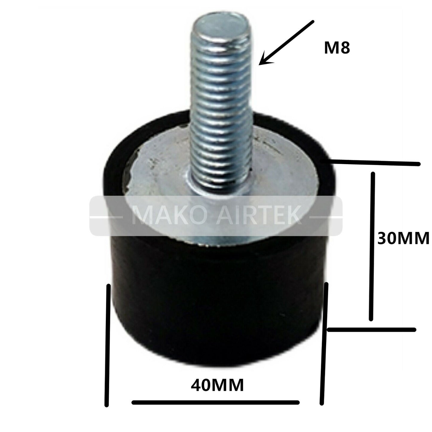 M8 * 40 2PCS Shock Absorption Rubber Cushion Fits Becker Leybold Rietschle